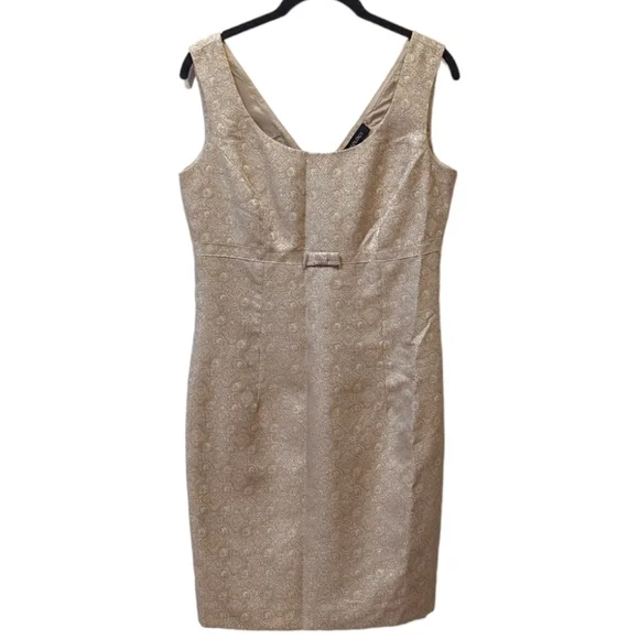 IDEOLOGY Gold Metallic Brocade Empire Waist Sleeveless Sheath Dress (6) - Picture 1 of 5